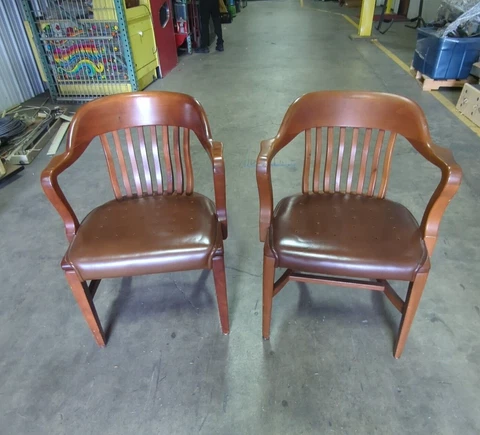 Vintage Johnson Chair Co Jury Juror Banker Courthouse Armchairs ~ PAIR Free Ship Cover