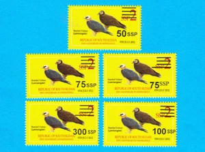 SOUTH SUDAN 2017 Scott NH 15-19 Surcharges on 2 SSP Birds  - Free USA Shipping - Picture 1 of 1