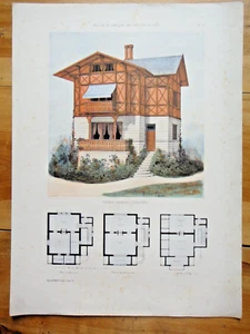 1880 circa-MAISONS DE CAMPAGNE DES ENVIRONS DE PARIS-Litografia-ARCHITETTURA-37+ - Foto 1 di 2
