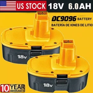 2* 6000mAh 18V For Dewalt 18 VOLT XRP DC9096 DC9098 NiMh Battery DC9099 DE9039 - Picture 1 of 11