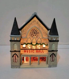 VTG Dickens Keepsake Porcelain Lighted Music Hall 1993 Box, Light Cord and Bulb - Picture 1 of 20