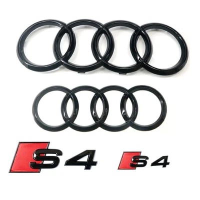 New Gloss Black S4 Front Rear Emblem Badge Full set For Audi S4 2020-2024 4PCS - Image 1 of 4