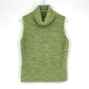 Vtg Classiques Entier Sweater Vest Womens L Green Knit Turtleneck Tank Nordstrom - Picture 1 of 6