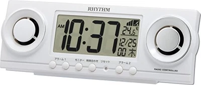 RHYTHM Loud Alarm Clock, Radio-Controlled, Digital, 20 Sounds & Double Alarm, - Image 1 of 4
