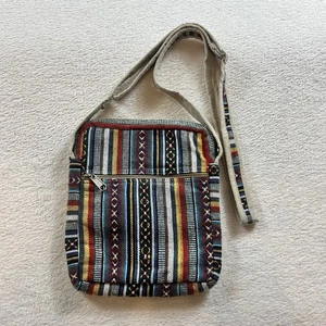 Tribal Hanf Bohemian Handtasche Tasche Streifen Crossbody mit verstellbarem Riemen Nepal Hippie - Bild 1 von 9
