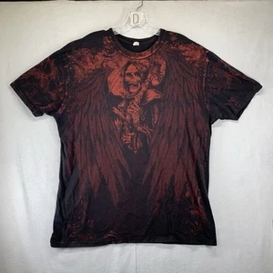 Skull Grunge Emo Affliction Style Shirt MallGoth Cyber Y2K Men’s Large THIN - Picture 1 of 14