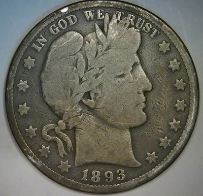 1893 O__Medio dólar barbero__Plata, moneda de Estados Unidos Foto 1 de 2