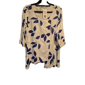 White And Blue Floral Tunic Top - Size 10 - Picture 1 of 3