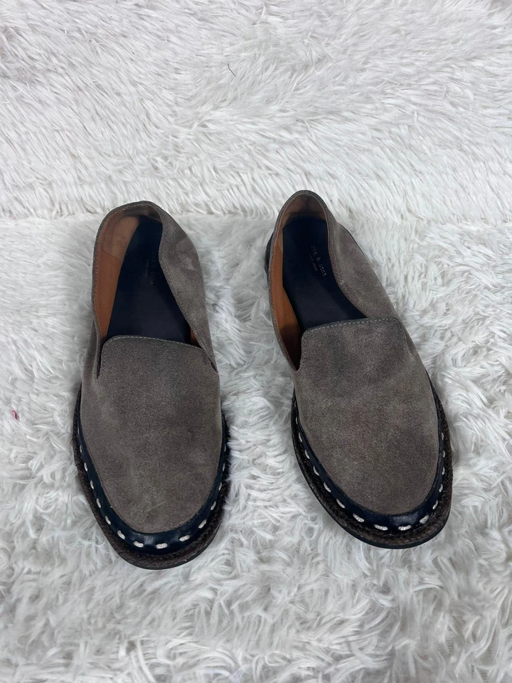 Sapatos femininos Rag & Bone tamanho 36 EUA 6 cinza camurça slip on mocassins espadrille - Imagem 1 de 4