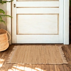 Zerbino in iuta naturale intrecciata a mano 24x36 pollici tappeto rustico ingresso tappetino ecologico - Foto 1 di 11