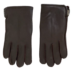 Vintage Wells Lamont Ritzee Espresso Leder Herren elegante Handschuhe L mit Fellbesatz - Bild 1 von 5