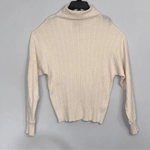 Tahari | Suéter para mujer blanco tejido con cable cuello falso manga larga mezcla de viscosa L - Imagen 1 de 16