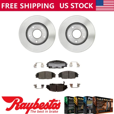 Kit dianteiro rotores de freio + pastilhas e ferragens de cerâmica para 2009 2010 Honda Civic - Imagem 1 de 4