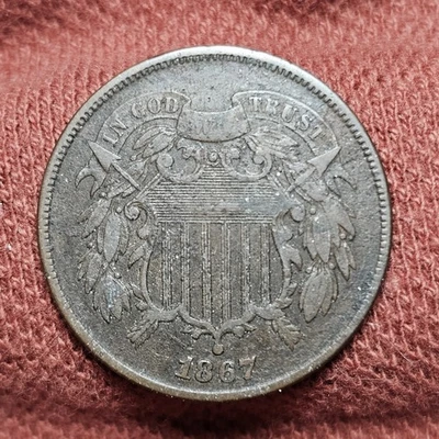 1867 Two Cent Copper Coin 2C Early US Type - Image 1 of 2