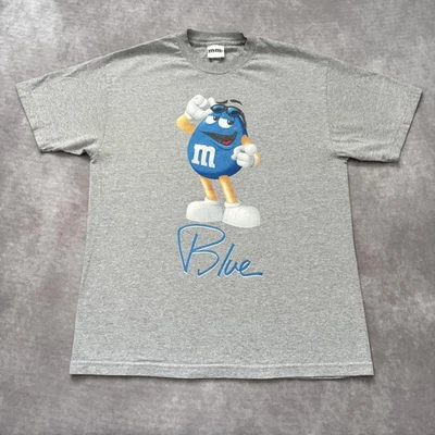 Vintage M&M's Blue Character Shirt Mens Large Gray Graphic Tee Candy - Image 1 of 4