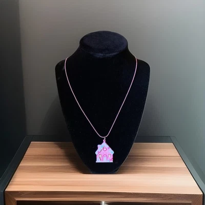Unbranded Pink Gingerbread House Plastic Pendant Necklace - Image 1 of 4
