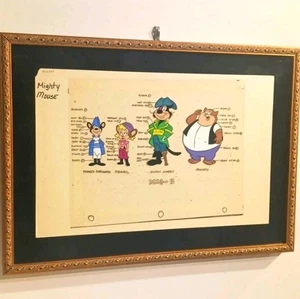 MIGHTY MOUSE ANIMATION CELL +SHEET FILMATION-FRAMED ,13"×18.25", Multicolor. - Bild 1 von 9