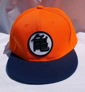 Dragon Ball Z Goku Kappe Mütze verstellbar Druckknopflasche orange mit blauem Schirm neu ohne Etikett - Bild 1 von 8