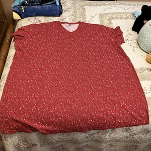Women’s Cozee Corner V-Neck Nightshirt Red Floral 100% Cotton Plus Size XW - Picture 1 of 5