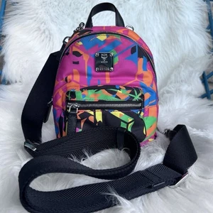 MCM Stark Crossbody Mini Bags Nylon  Multicolor Multi Pocket Zip Closure $900 - Picture 1 of 17
