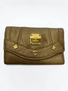 MCM Leather Key Case Gold Logo Metal Fitting 6 Hooks Logo Engraving Auth Women's - Picture 1 of 7