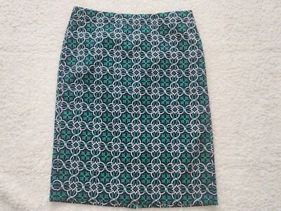 J. Crew решетка медальон напечатано карандаш юбка синий/зеленый размер 8 - Изображение 1 из 4