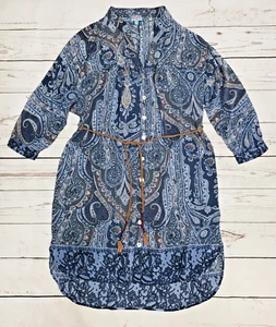 Anthropologie Plenty By Tracy Reese 100% Silk Button Shirt Midi Dress Relaxed-L - Picture 1 of 22