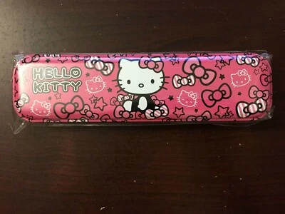 Sanrio Hello Kitty Bows Tin Pencil Pink Case Kawaii - Image 1 of 4