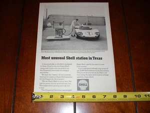 1966 SHELL GAS - STAZIONE PIÙ INSOLITA IN TEXAS-JIM HALL CHAPAREL - ANNUNCIO ORIGINALE - Foto 1 di 2