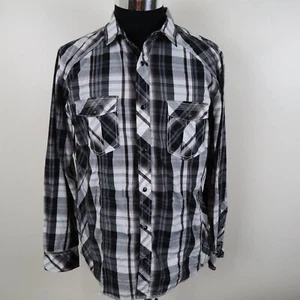 Helix Shirt Mens Large Athletic Fit Western Cowboy Pearl Snap Plaid Long Sleeve - Picture 1 of 10