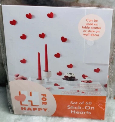 Juego de 60 corazones adhesivos H For Happy - se puede usar como dispersión de mesa en palo/diciembre  Foto 1 de 4