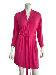 Josie Natori S Robe Pink Modal Jersey Stretch Long Sleeve Knee Length - Picture 1 of 8