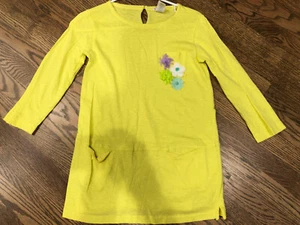 Neu ohne Etikett Jcrew Rundhalsausschnitt neongelbes Langarmkleid mit Taschenakzenten. Mädchen, 12 - Bild 1 von 5