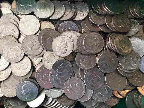 Lot 10 1972-1978 Eisenhower Dollar Ike w/1976 Bulk Collection NO Silver 1/2 Roll Cover