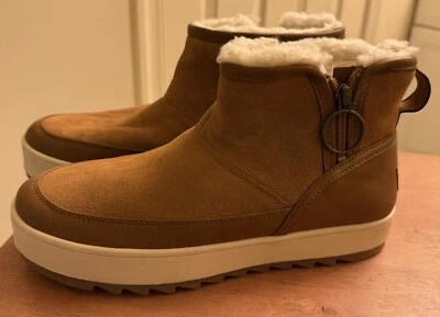 Botín bajo Koolaburra by Ugg cuero marrón castaño y gamuza Tynlee cremallera talla 8 Foto 1 de 4