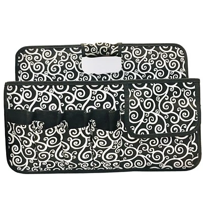 Bolso de viaje para artículos de tocador artesanal Neatnix blanco y negro con divisores y secciones Foto 1 de 4