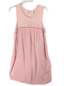 Ya Los Angeles Women size M Dress Pink Lace Lined Embellished Empire Romantic - Picture 1 of 11