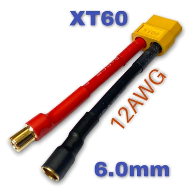 1 adaptador XT60 hembra hembra a 6mm 6.0mm macho oro macho lipo cable de batería - Imagen 1 de 4