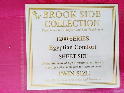 Brook Side Collection 3 Piece Twin Sheet Set Embroidered Magenta NEW #19145 - Image 1 of 4