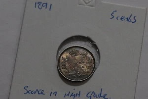 ๐งญ ๐จ๐ฆ CANADA 5 CENTS 1891 VICTORIA SCARCE HIGH GRADE B78 CMH-18 - Picture 1 of 5