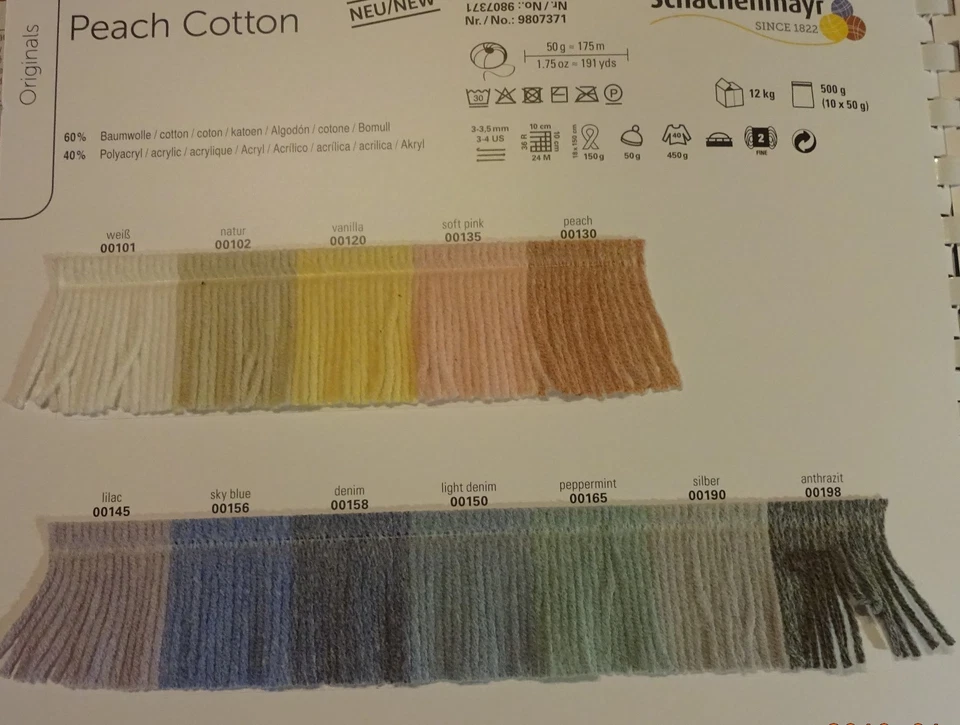 99 €/1 kg Peach Cotton Schachenmayr Baumwolle Polyacryl Strickgarn 50 g - Bild 1 von 1