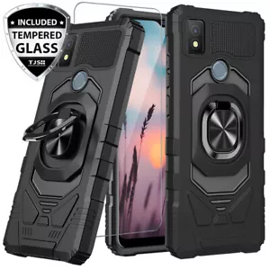 Funda de teléfono para Cricket Icon 4 anillo de metal soporte magnético + vidrio templado - Imagen 1 de 20