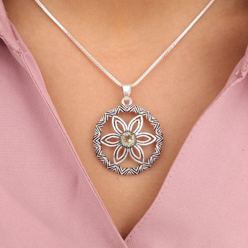 VETEMENTS Ciondolo artigianale in argento sterling 925 pietra preziosa ametista verde naturale 1 48"