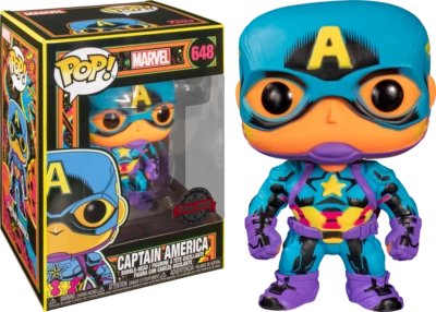 CAPTAIN AMERICA BLACKLIGHT EXCLUSIVO ¡Pop! Vinilo Funko Marvel + PROTECTOR POP. Foto 1 de 3