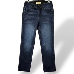 Democracy Jeans Womens Sz 4 Dark Wash Ab Technology Straight Fray Hem Stretch - Picture 1 of 11