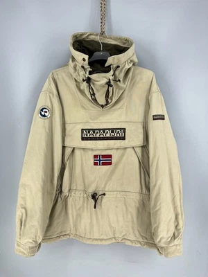Napapijri Skidoo Vintage Jacket Men XL Beige Anorak Pullover Logo Patch Wear - Photo 1/4