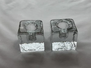 PAAR Blenko Kristallklar Kerzenhalter Würfel Block 2" Quadrat - Bild 1 von 4