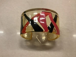 Bracciale Vintage Monet Lucite Trasparente Grosso Anni 80 Ingiallito - Foto 1 di 11