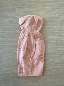 Vintage Barbie Doll Peach Floral embroidered fitted Dress 1960s clothes - Picture 1 of 3