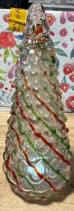 Pier 1 Imports Glas Weihnachtsbaum Kunst Glas Sammlung rot grün Streifen 10" - Bild 1 von 5